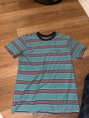 Billabong Men's Die Cut Striped Ringer T-Shirt Teal/Burgundy